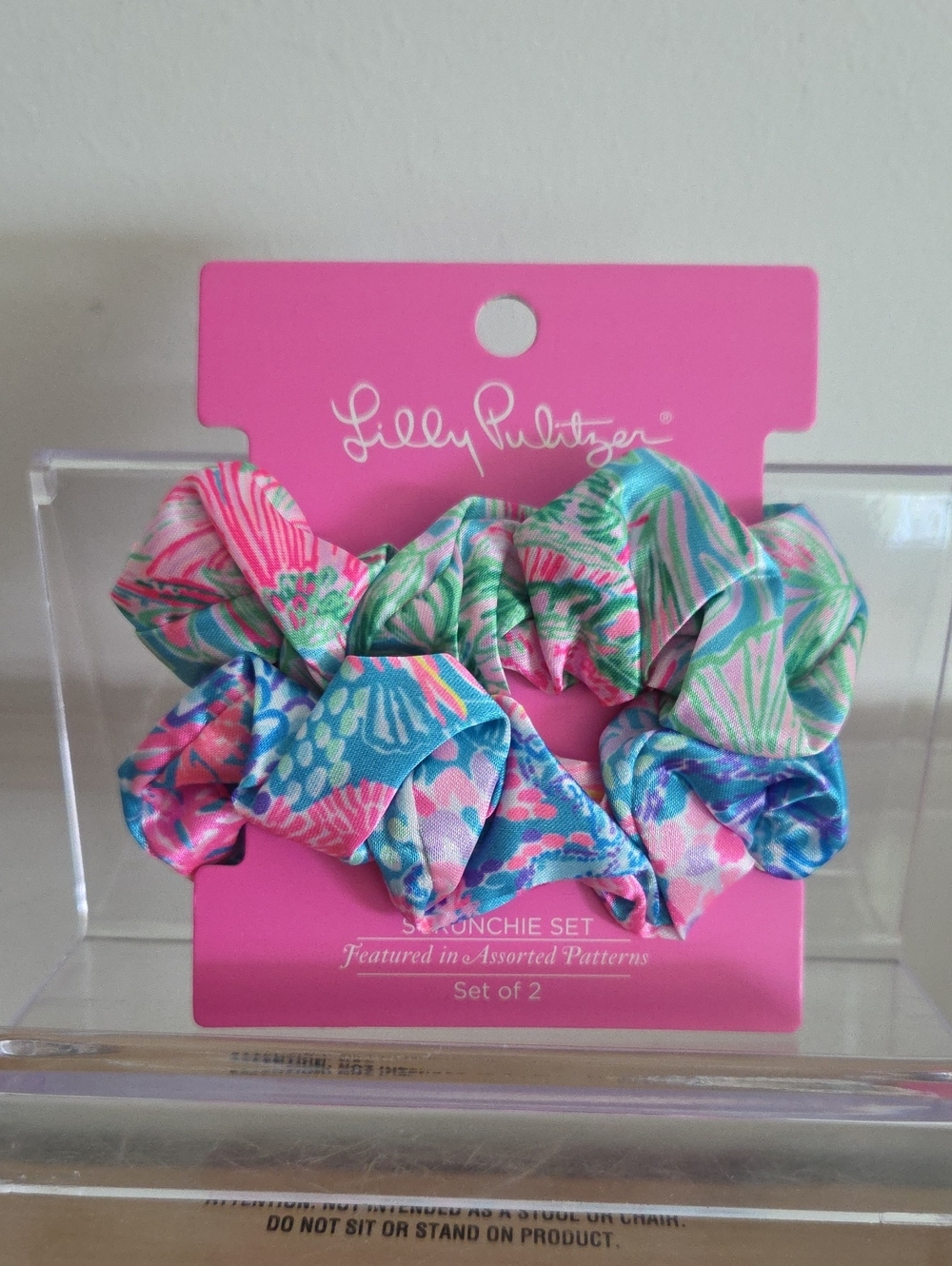 Lilly Pulitzer NWT Pink, Blue & Green Patterned Scrunchie Set Of 2